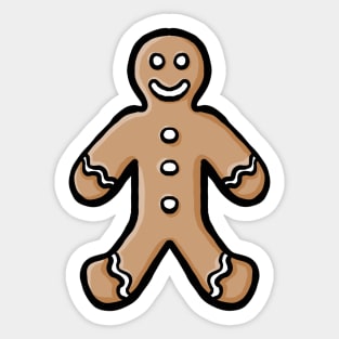 Simple cute cartoon gingerbread man autumn winter digital design illustration Sticker